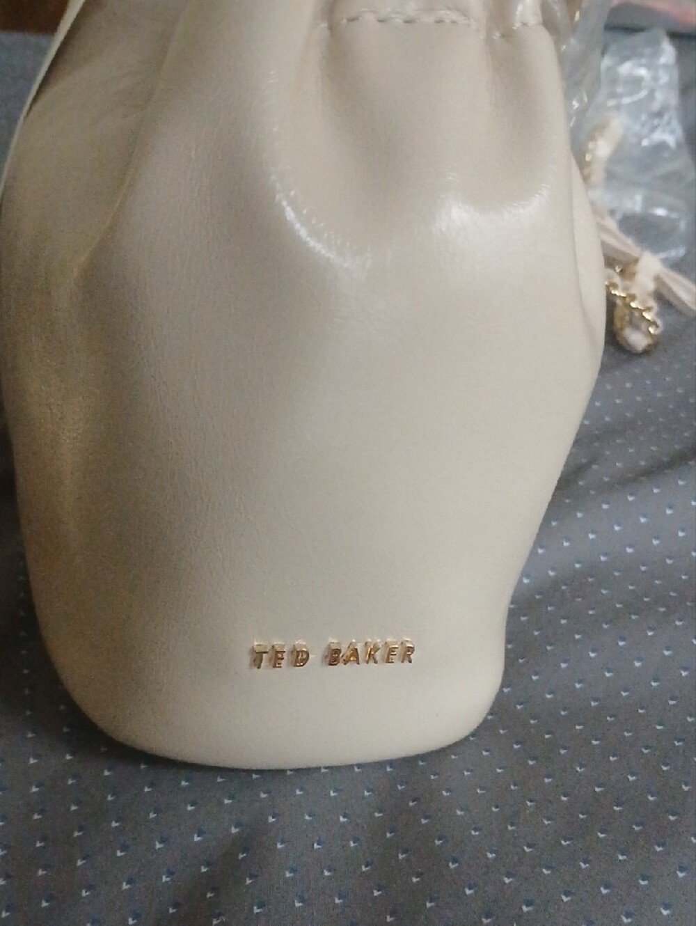 Ted Baker Cream Gathered Shoulder Bag with Gold Chain